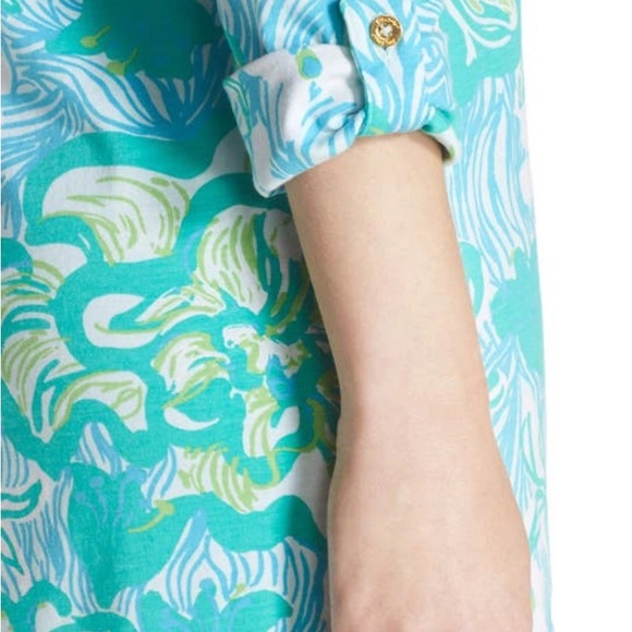 Lilly Pulitzer Palmetto Mini Dress in Wave Rider Lagoon Green - Picture 8 of 12